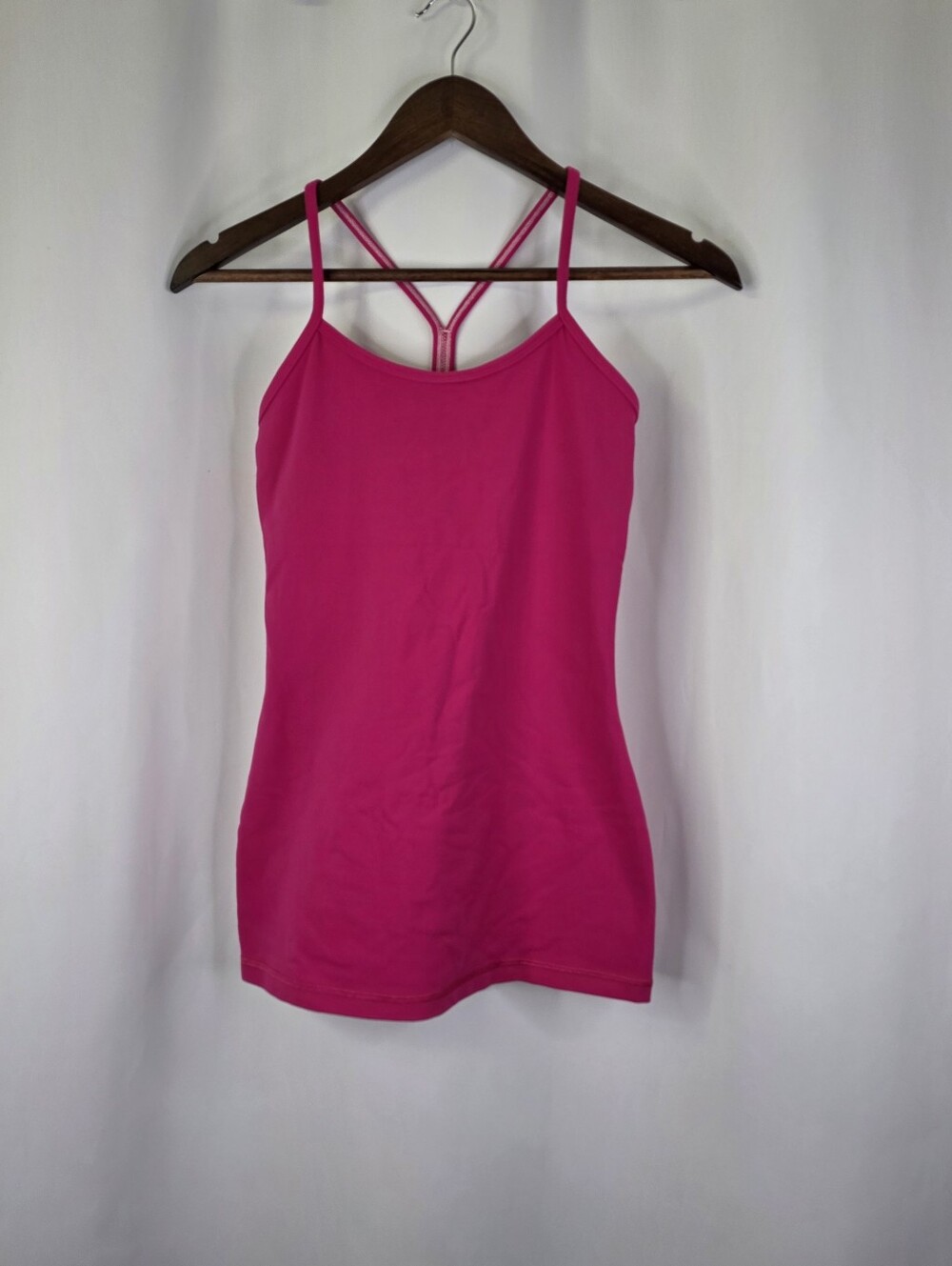 Lululemon Hot Pink Racer Back Fitted Tank With Built In Bra Long Length Size 4 - Picture 2 of 10